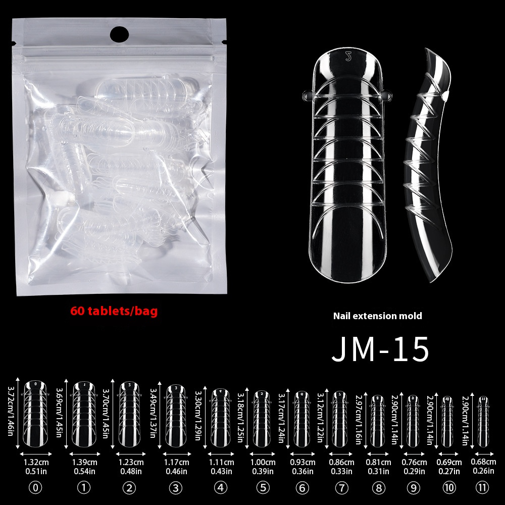 Nail Tips nail mold crystal without paper holder, rapid phototherapy, 60 nail extension tablets, bagged with graduated nail film, wholesale