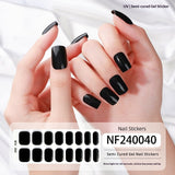 Semi-Cured Gel Nail Strips Solid Glitter Korean Japanese Minimal Design (MOQ=3)