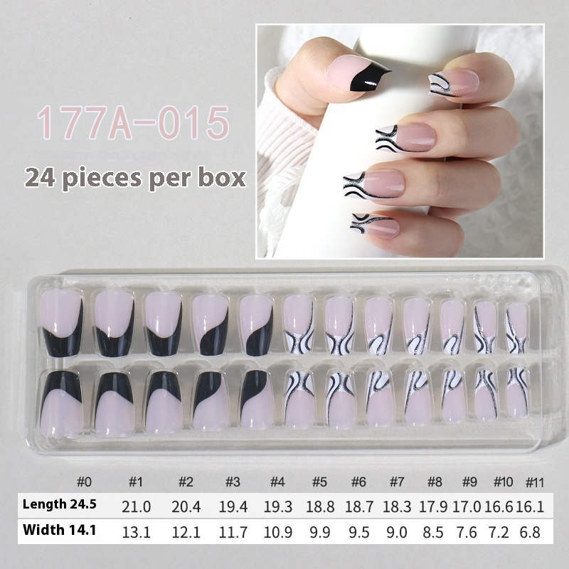 French press on nails 24 pieces Boxed detachable finished product Wearable prefabricated fake nail patch Solid color manicure