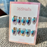 Frozen Iris & Polar Stardust Blue & Violet Ink Smudge Nails ｜ Handmade Smudge Series(moq=30)