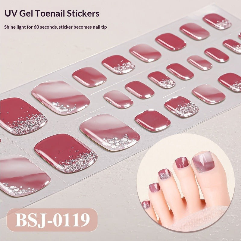 Semi-Cured Gel Nail Strips Gradient Bloom 3D Foil Toe Design (MOQ=3)