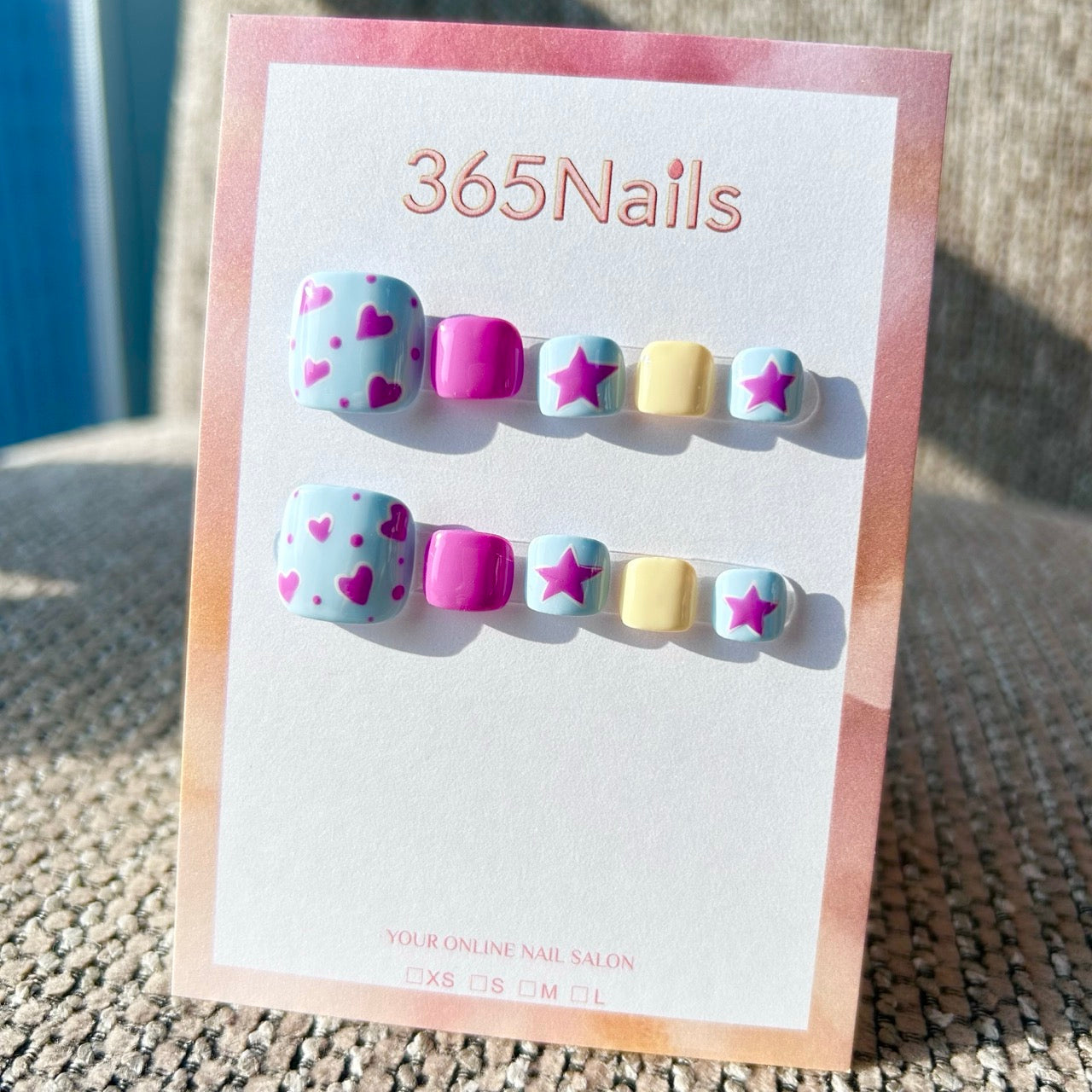 365nails: "pastel heart star" – handmade press-on pedicure