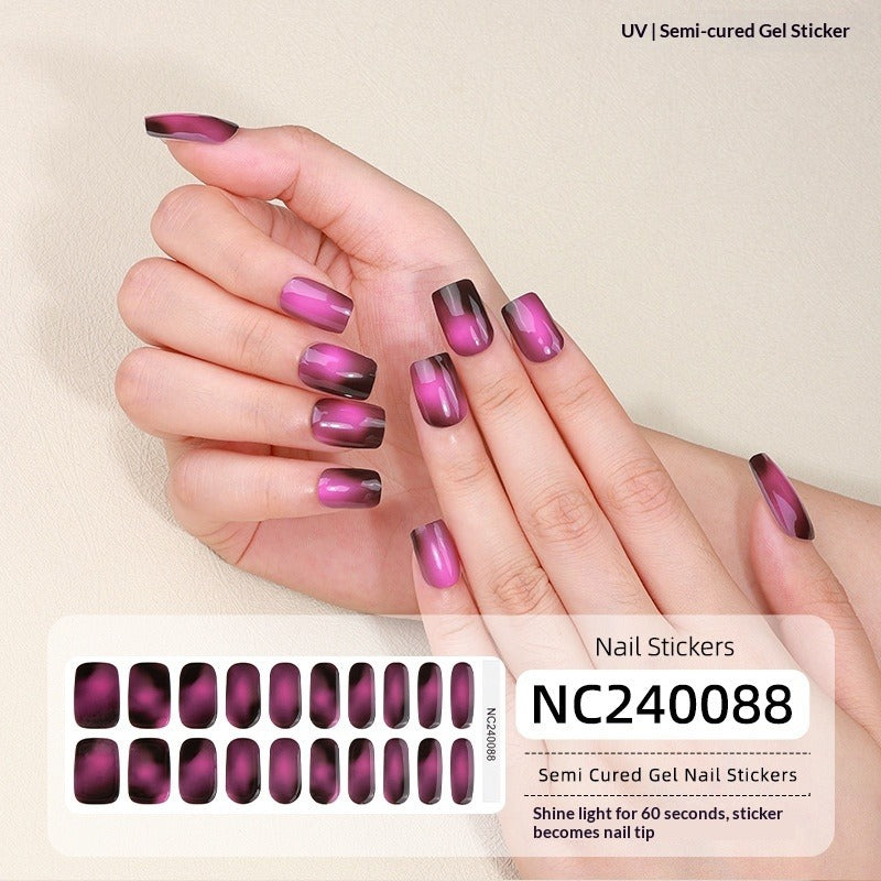 Semi-Cured Gel Nail Strips Gradient French Pastel Glossy Design (MOQ=3)