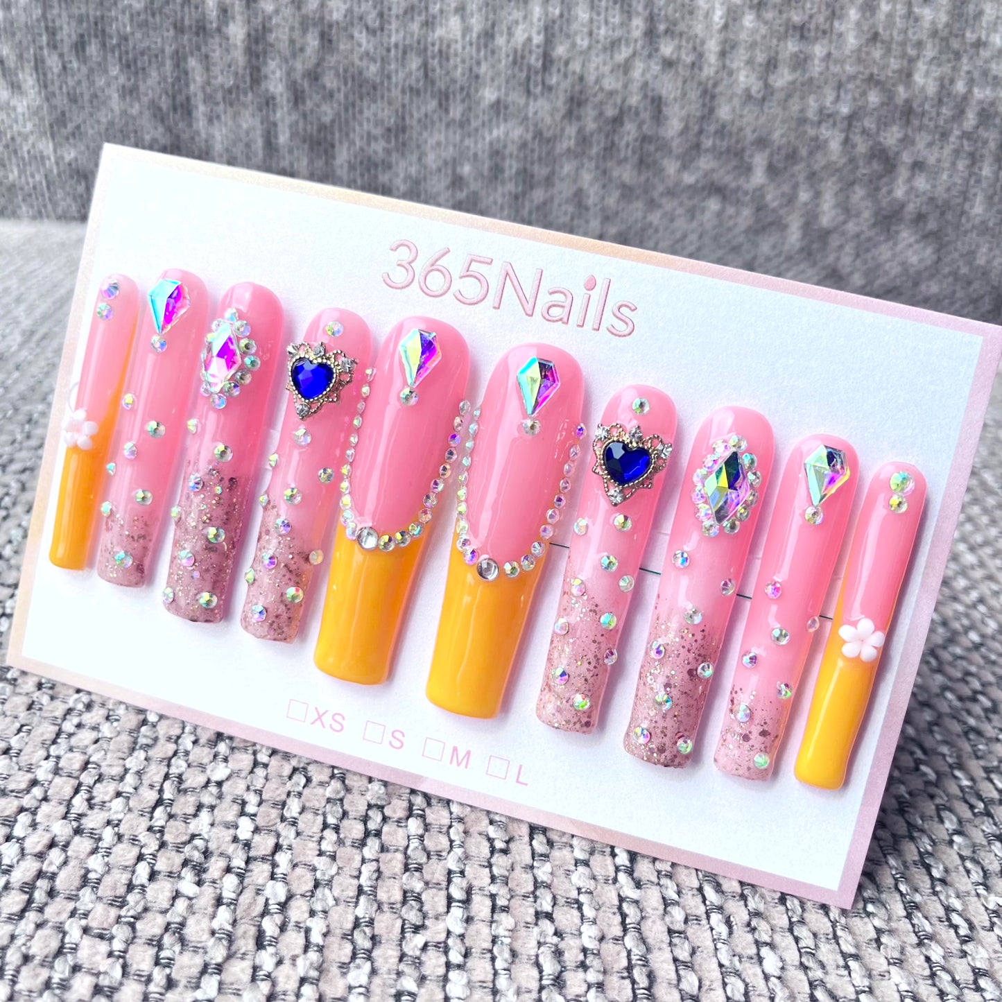 365nails: "Candy Crush" – 3D Gems & Glitter Handmade Long Coffin Nails