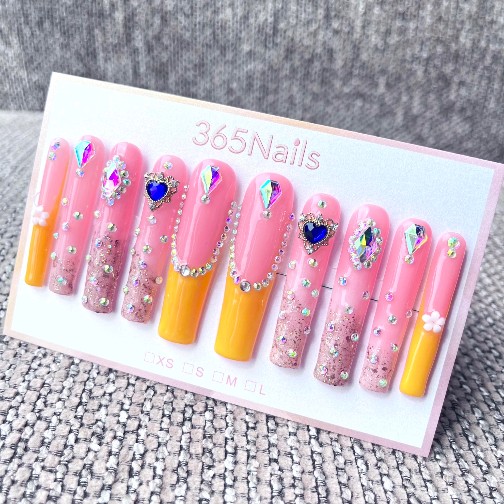 365nails: "Candy Crush" – 3D Gems & Glitter Handmade Long Coffin Nails