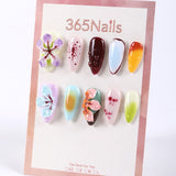 365Nails Jelly Mix Set with 3D Florals and Dew-Drop Gel Accents – Artistic Almond Press-On Nails