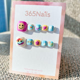 365nails: "rainbow smiley face" – handmade press-on pedicure