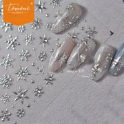 Silver Snowflake Collection: "Crystal Silver Snowflake" – 3D Embossed Nail Sticker