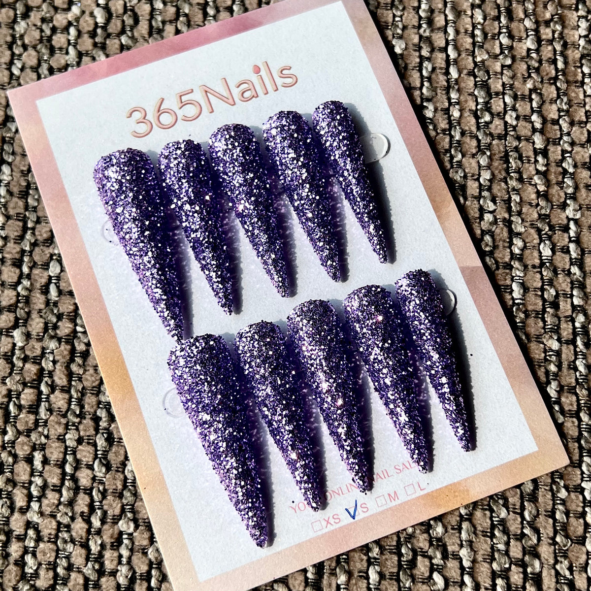 Violet Stardust - Purple Fine Glitter Stiletto Press-On Nails | Starry Glitter Series
