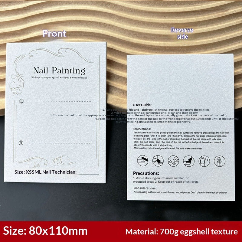 光面白色展示卡，適用於穿戴甲款式 (MOQ=50)