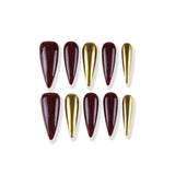 Burgundy long pointed solid color luxury daily commuting press on nails