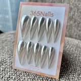 Liquid Silver Dragon Claw Stiletto High‑Shine Chrome｜365Nails Premium Handmade Dragon Nail