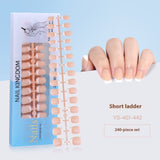 Nail Tips New  French press on nails 240 pieces boxed fake nail manicure work in progress matte full sticker French nail piece