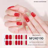 Semi-Cured Gel Nail Strips Colorblock Solid Glitter Glossy Design (MOQ=3)