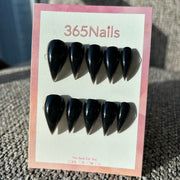 365Nails 光澤黑長款龍爪尖形穿戴甲