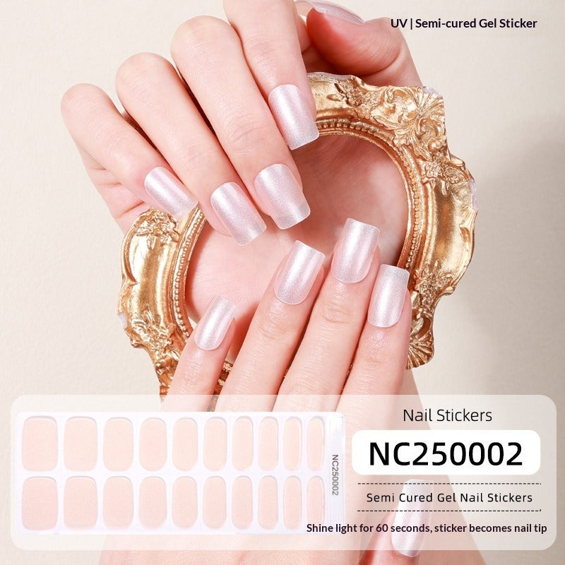 Semi-Cured Gel Nail Strips Fine Glitter Shimmer Glossy Design (MOQ=3)
