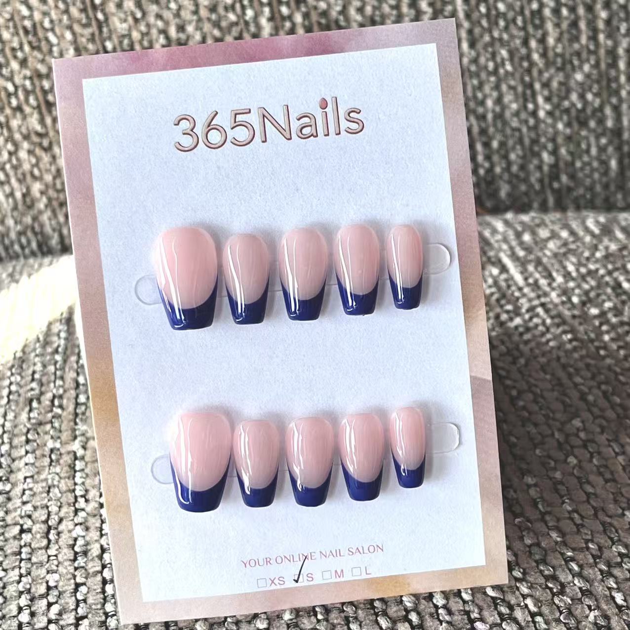 Handmade French patch manicure, multi-color and multi-reusable full coverage fake nail set