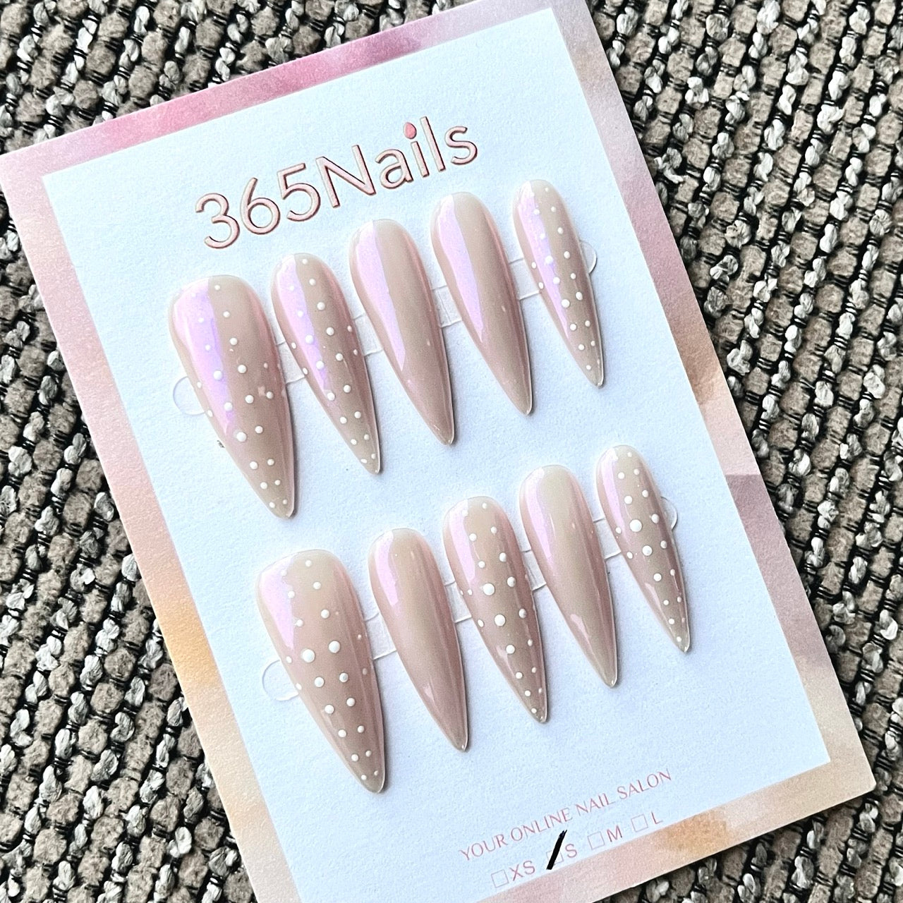 Iridescent Nude Polka Dot Stiletto Press-On Nails