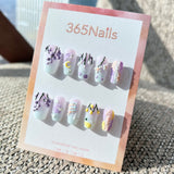 Sweet & Dopamine: "Lavender Wisteria Dream" – Sugar Glitter White Base, 3D Hanging Wisteria, Moon & Cloud Press-on Nails