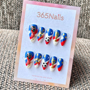"Trophy Champion" - World Cup Football Theme Handmade Nails