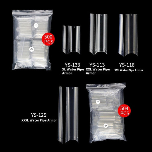 Nail Tips Nail plate semi-sticker, light sticker, lengthened XXXL water pipe nail NO C arc, light French manicure, transparent fake nail