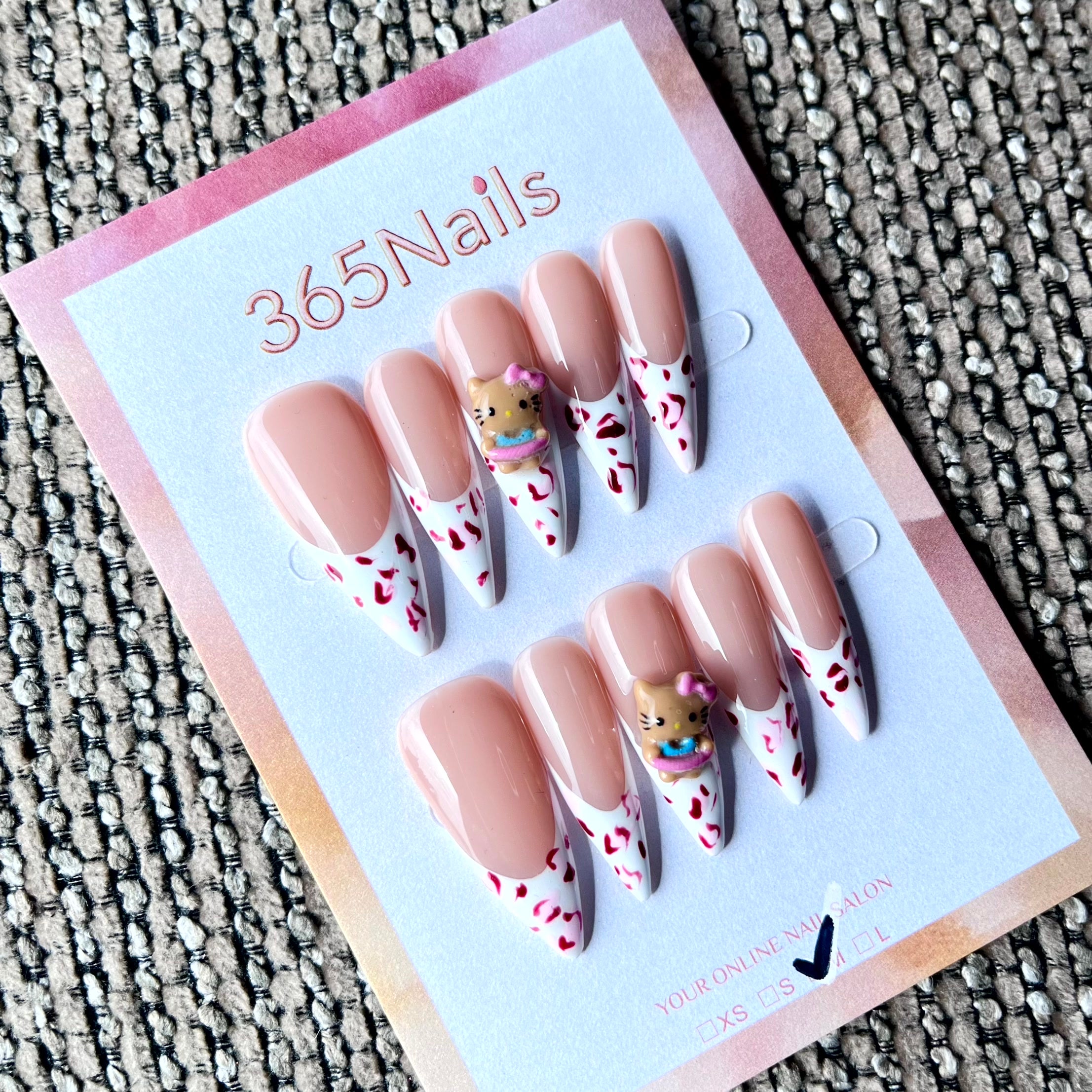 365nails: "Kitten Love Stiletto" – Handmade Long Sharp Stiletto Nails