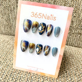 365nails: "Cosmic Nebula" – Galaxy Swirl & 3D Gold Shell Handmade Almond Nails