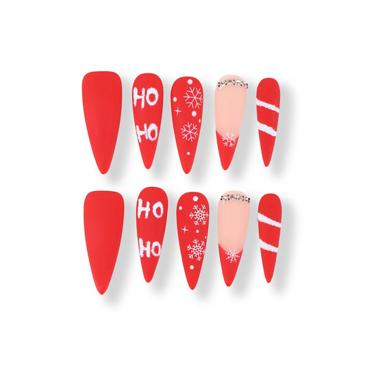 365Nails HOHO Snowflake Matte Long Almond Set