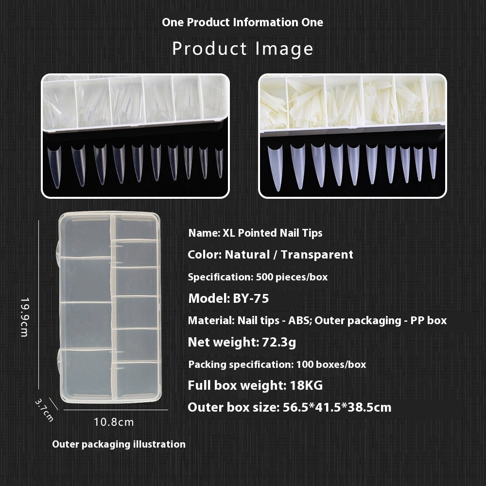 Nail Tips new ghost tip nail pads 500 pieces boxed super long pointed fake nail patches transparent semi-sticker nail pads wholesale