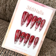 Scarlet Crystal - Red Gem Press-On Nails