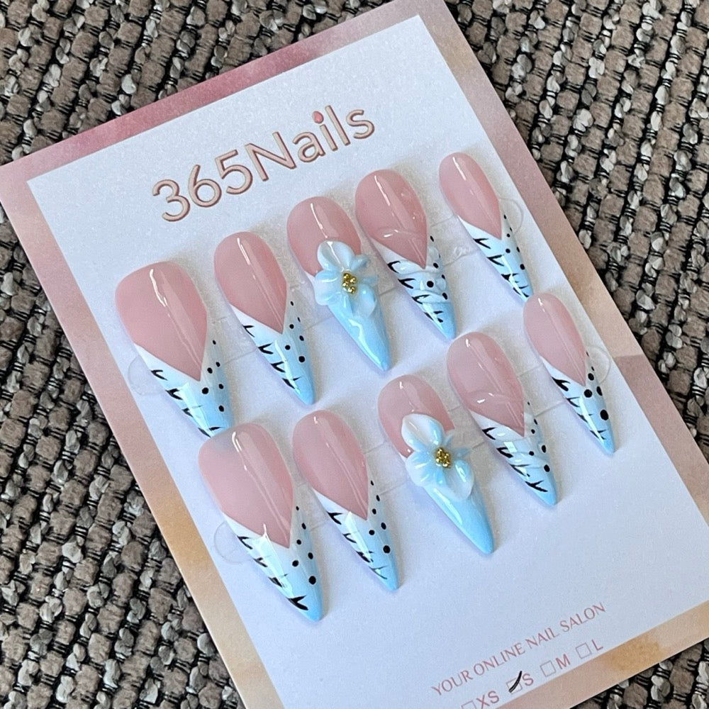 Blue Morpho Tips - Butterfly 3D Press-On Nails
