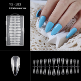 Nail Tips nail piece semi-matte 504 pieces boxed trapezoidal almond fake nail patch transparent and seamless nail art