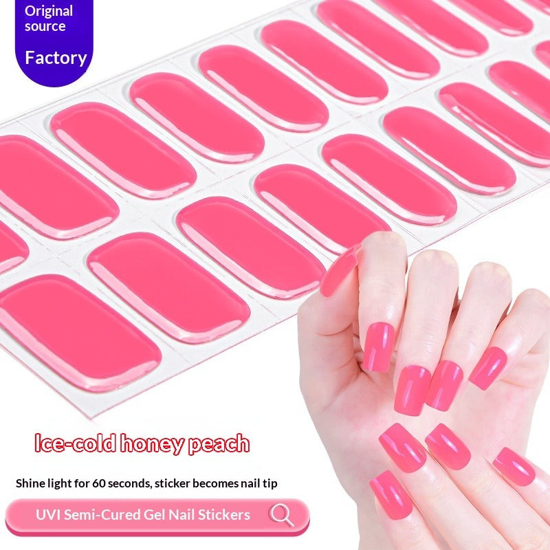 Semi-Cured Gel Nail Strips Pure Color Sheer Glossy Design (MOQ=3)