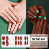 Semi-Cured Gel Nail Strips 3D Foil Christmas Snowflake Glow Design (MOQ=3)
