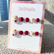 365nails: "復古紅花" – 手工製穿戴足甲