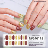 Semi-Cured Gel Nail Strips Colorblock Solid Glitter Glossy Design (MOQ=3)