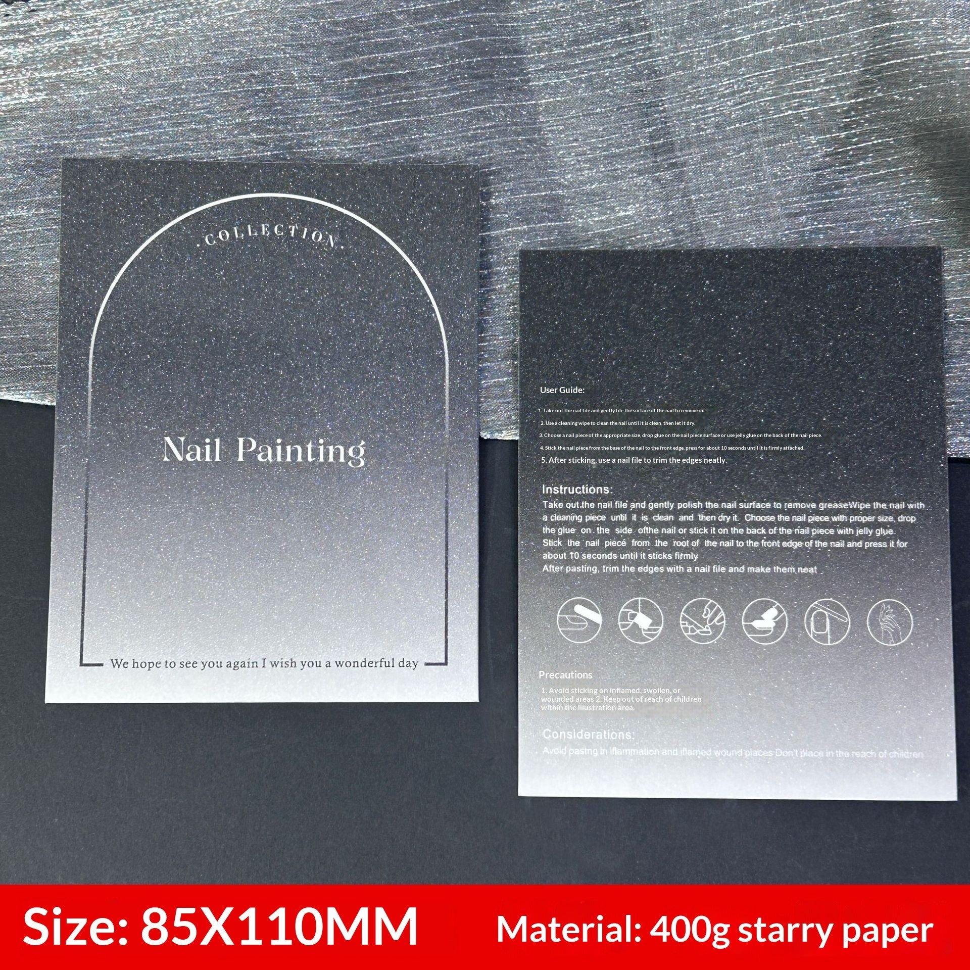 Galaxy Black Display Cards for Press On Nail Collections (MOQ=50)