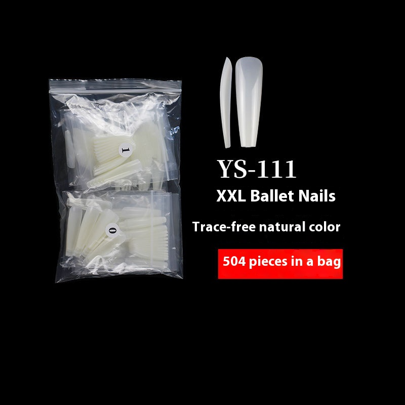 Nail Tips long ballet nail piece, French full sticker ballet fake nail piece, new extended transparent folded seamless ballet nail