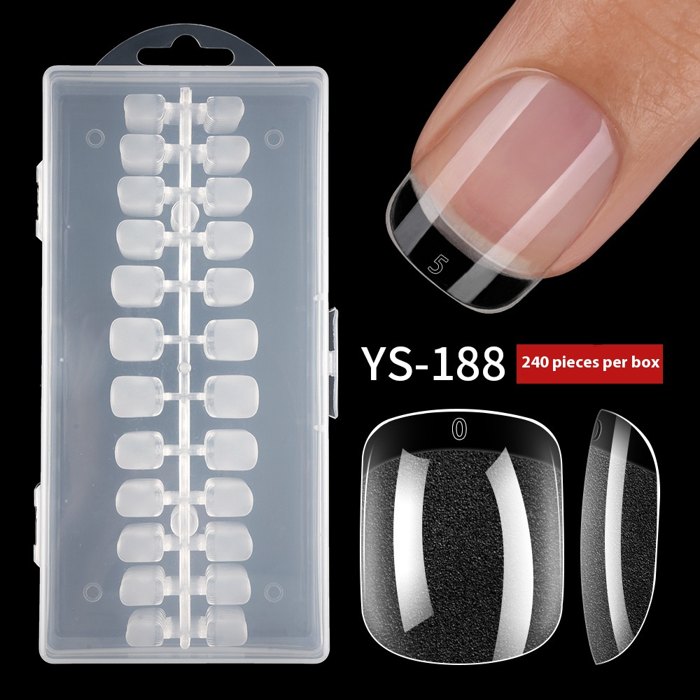 Nail Tips No-File Short Press-On Nails (Full Sizes) — Semi-Matte, Square & Round, Clear Case