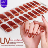 Semi-Cured Gel Nail Strips Sparkle Smiley Cat Eye Glossy Design (MOQ=3)