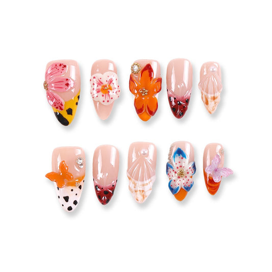 365nails midsummer florals & butterflies sprinkle mix press‑ons