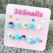 365nails: "Candy Clouds" – 3D Mushroom & Lollipop Handmade Short Square Nails