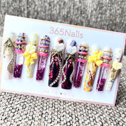365nails: "Sweet Symphony" – 3D Floral & Character Handmade Coffin Nails-5.5cm