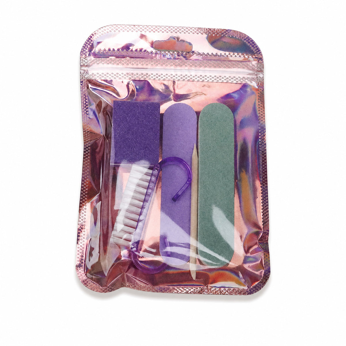 Nail Prep Tool Kit 5-Piece Set - File, Buffer, Cuticle Stick & Brush