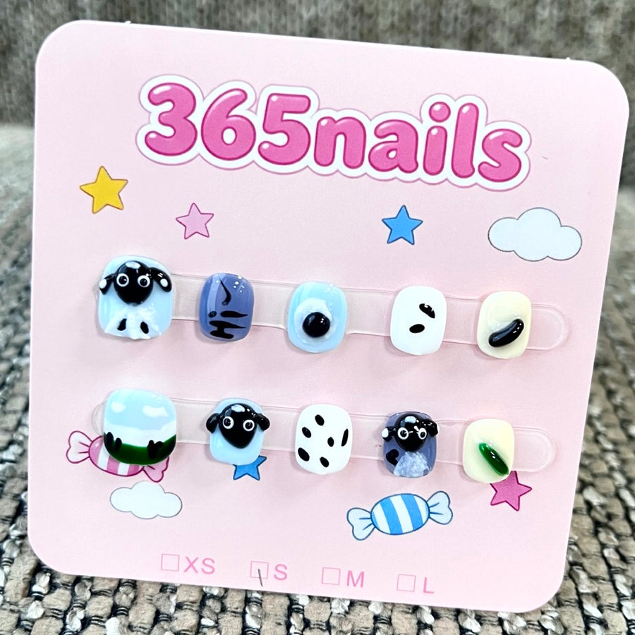 365nails: "Puppy Love Dream" – 3D 캐릭터 수제 숏 스퀘어형 네일