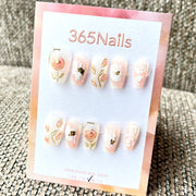 365nails: "Eternal Rose" – 3D Floral Handmade Almond Nails