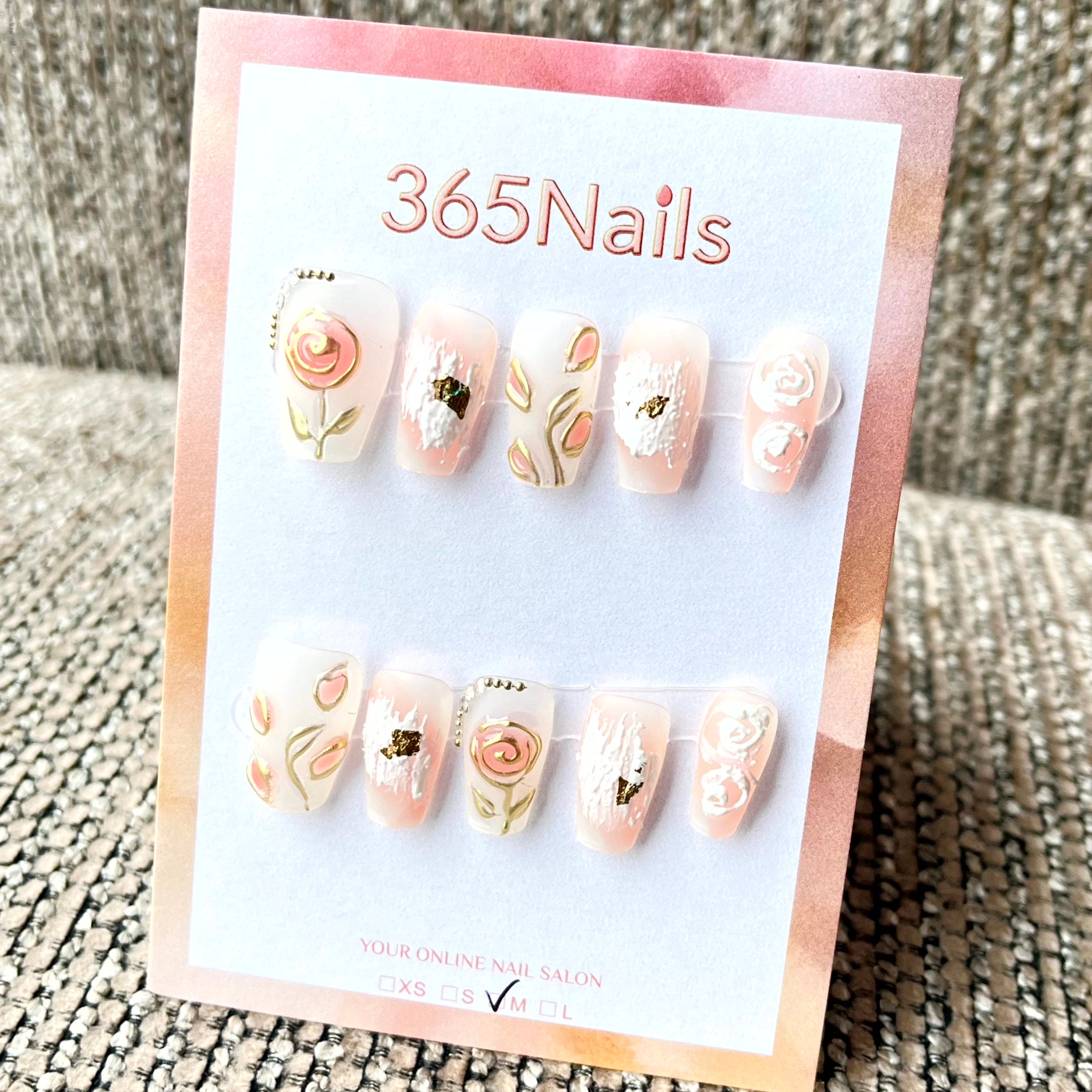 365nails: "Rosa Eterna" – Unhas Amêndoa Florais 3D Artesanais