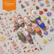 Forest Bunny & Mushroom – Watercolor Nature Nail Art Set