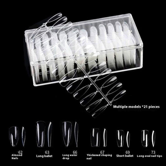 Nail Tips Nail piece Wearable transparent almond nail polish water drop nail ballet nail seamless 504 pieces Boxed patch manicure fake nail