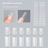 Nail Tips New nail plate matte trapezoidal half sticker 30 pieces, the whole full number is free of carving and grinding, seamless nail plate, fake nail wholesale